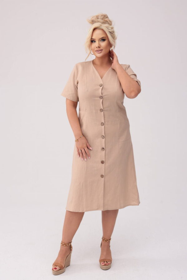 Sukienka Savannah - Len w odcieniu natury PLUS SIZE OVERSIZE
