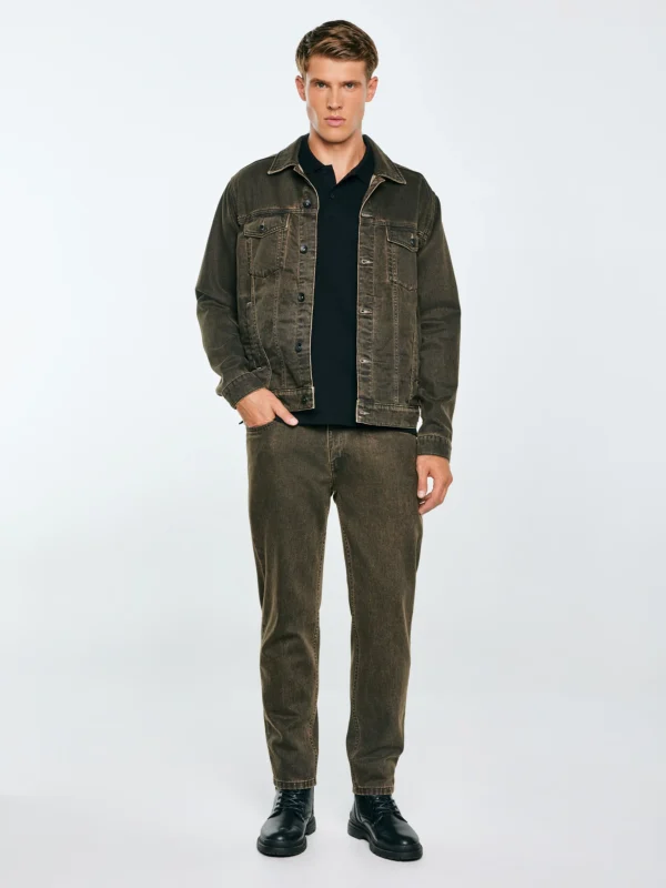 Trapery męskie ze skóry naturalnej czarne SS174123 906