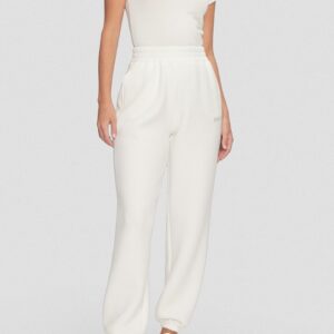 GUESS Dresowe damskie spodnie w kolorze ecru Cecilia Scuba