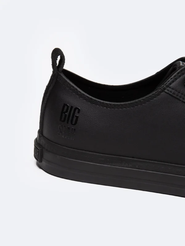 Trampki męskie ze skóry ekologicznej czarne JJ174005 906