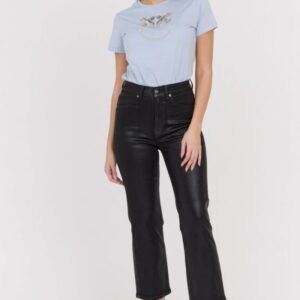 7 FOR ALL MANKIND Czarne błyszczące spodnie damskie Logan Stovepipe Supshicoa