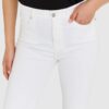 7 FOR ALL MANKIND Białe jeansy damskie z poszerzoną surowo zakończoną nogawką HW Slim Kick