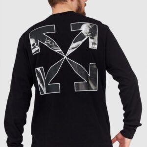 OFF-WHITE Czarny longsleeve męski z nadrukiem na plecach