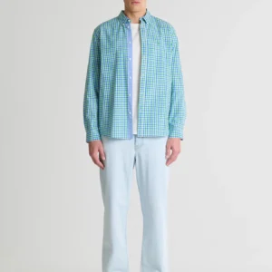 Koszula męska w drobną kratę zielona Mowerin 301