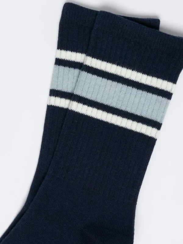 0f609bc8a6d0b60b3f01d3491a56523f143880d6 Skarpety damskie długie z paskami granatowe Rubini 403