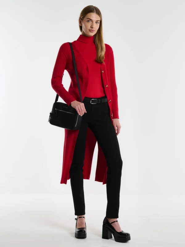 Kardigan damski długi czerwony Neka 603