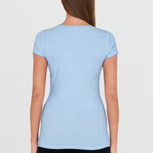 GUESS Niebieski damski t-shirt bawełniany z printem i cyrkoniami