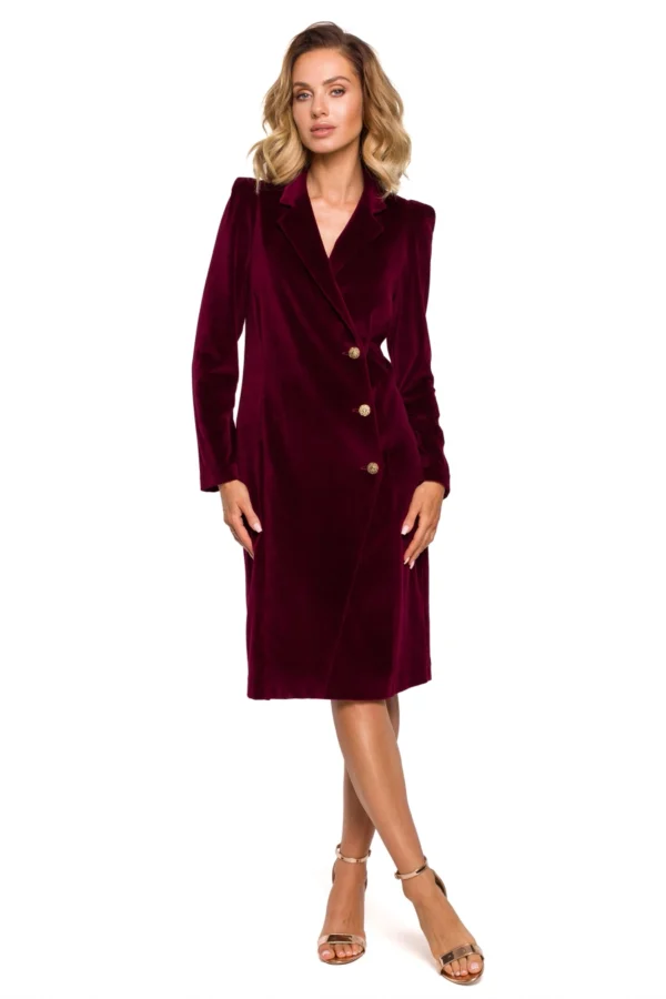 Sukienka marynarka welurowa z guzikami czarna sukienka żakietowa