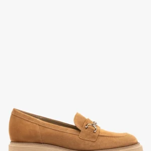 Rude mokasyny z miedzianą ozdobą