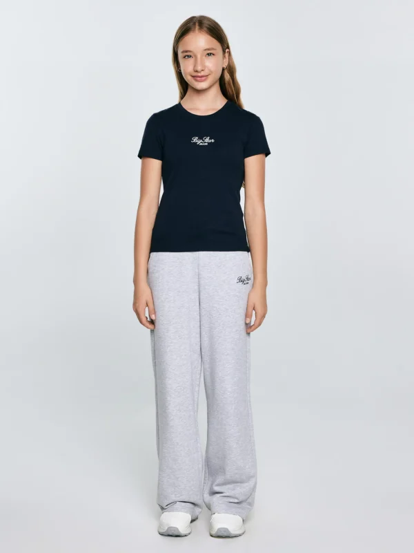 Koszulka dziewczęca z haftem granatowa Tomsa 403