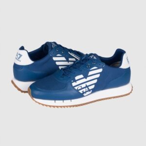 EA7 Niebieskie sneakersy z białą podeszwą