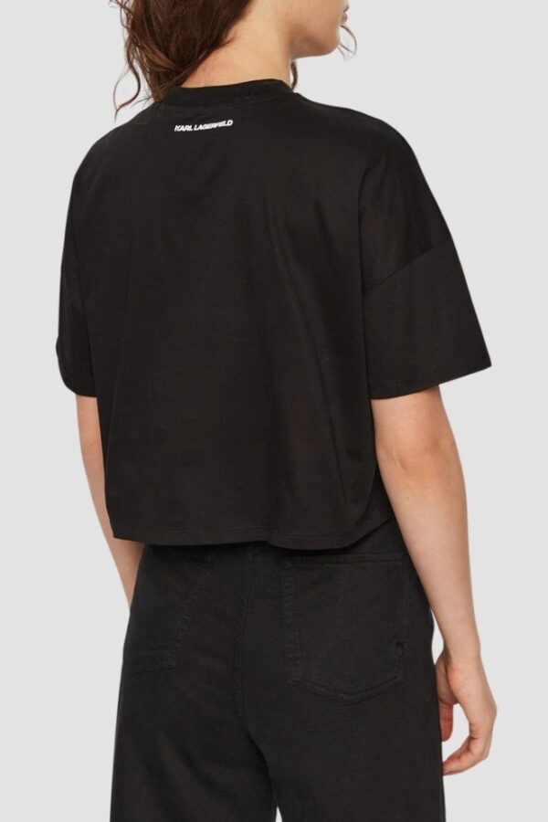 KARL LAGERFELD Czarny damski top Hearts Cropped