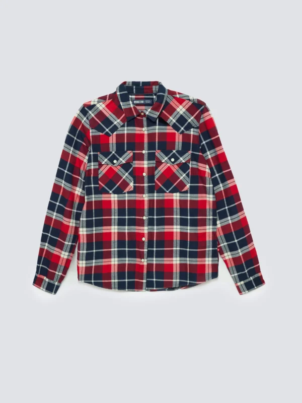 Koszula damska flanelowa z kratę czerwono-granatowa Hiri 603