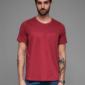 T-shirt LOOSE FIT męski z kieszonką – czerwony V3