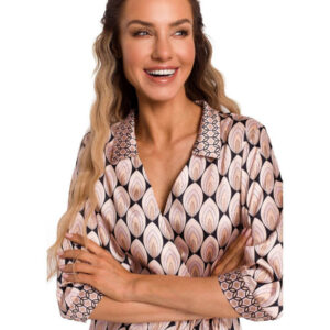 Satynowa sukienka kopertowa z dekoltem V i wiązaniem beżowa