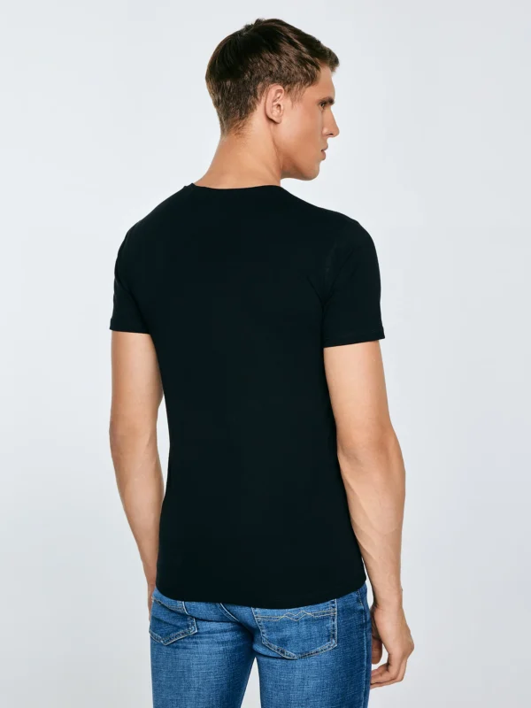 Koszulka męska typu slim czarna Basicov 906