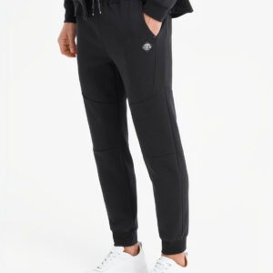 Spodnie męskie dresowe ze ściągaczami i ozdobnym zamkiem – czarne V3