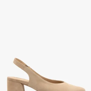 Beżowe czółenka slingback bez pięty