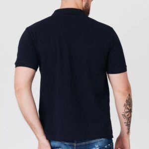 GUESS Granatowa męska koszulka polo z lampasami