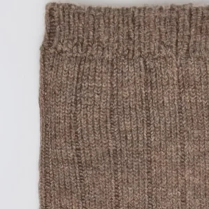 Skarpety damskie prążkowane z dodatkiem wełny brązowe Malena 804