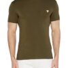 GUESS Zielony męski t-shirt z okrągłym dekoltem