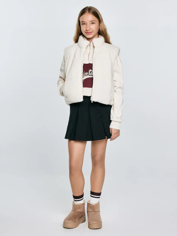 Kamizelka dziewczęca dwustronna kremowa Zoja 103