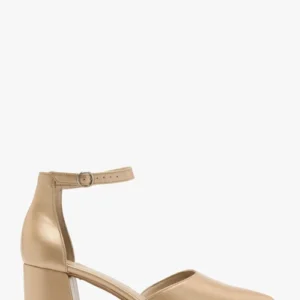 Złote czółenka na klocku