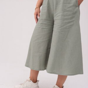 Spódnico-spodnie Lena w kolorze old green - Swoboda i styl w lnianej odsłonie PLUS SIZE OVERSIZE