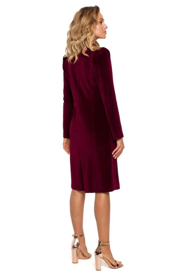 Sukienka marynarka welurowa z guzikami czarna sukienka żakietowa