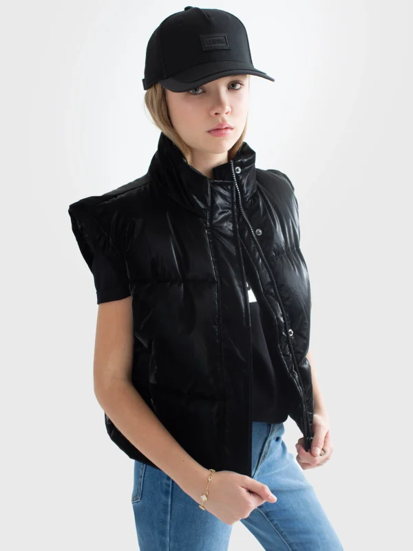 Kamizelka dziewczęca pikowana czarna Nenvia 906