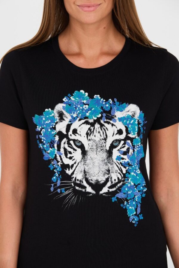 GUESS Czarny damski t-shirt bawełniany z printem