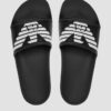 EMPORIO ARMANI Czarne klapki Mules PVC logo