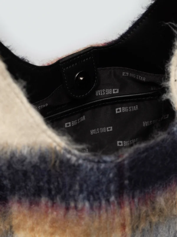 Torebka hobo z tkaniny w kratę brązowa OO574143 803