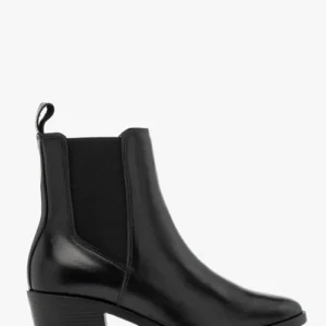 Czarne skórzane sztyblety damskie na niskim obcasie