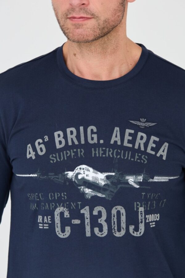AERONAUTICA MILITARE Granatowy męski bawełniany longsleeve 46th Air Brigade