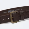 Pasek męski skórzany ze złotą klamrą ciemnobrązowy Buffel 803
