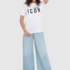DSQUARED2 Biały t-shirt damski z logo icon
