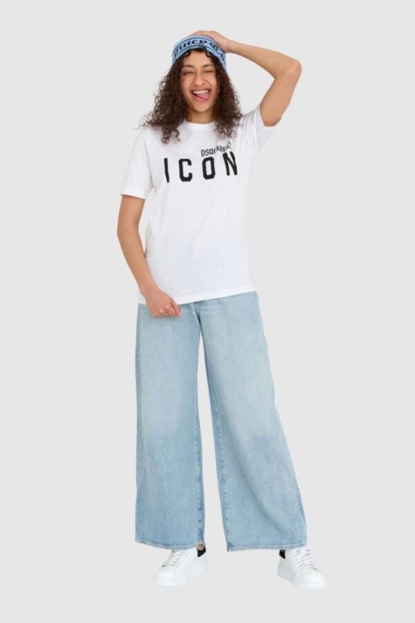 DSQUARED2 Biały t-shirt damski z logo icon