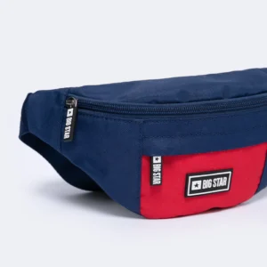 Saszetka męska typu nerka z czerwoną kieszonką na froncie granatowa Kralen 403