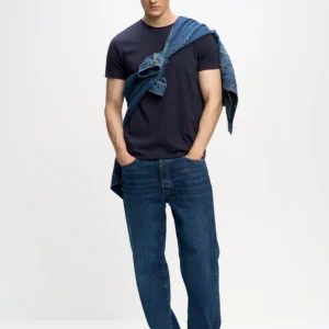 Koszulka męska bawełniana granatowa Basic 403