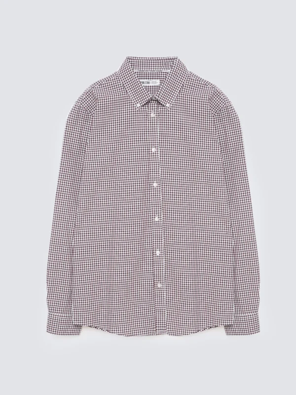 Koszula męska bawełniana w drobną kratę bordowa Gibbsoner 604