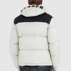 BLAUER Szara kurtka męska Cooper z logo na kapturze