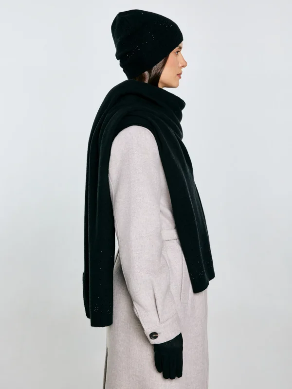 Szal damski bawełniany z kryształkami czarny Cristaso 906