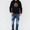 JUST CAVALLI Czarna męska bluza z kapturem Fiche Gold