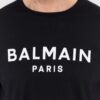 BALMAIN Czarny t-shirt męski z drukowanym białym logo