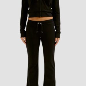 JUICY COUTURE Czarne damskie spodnie dresowe Single Jersey Apollo Low Rise