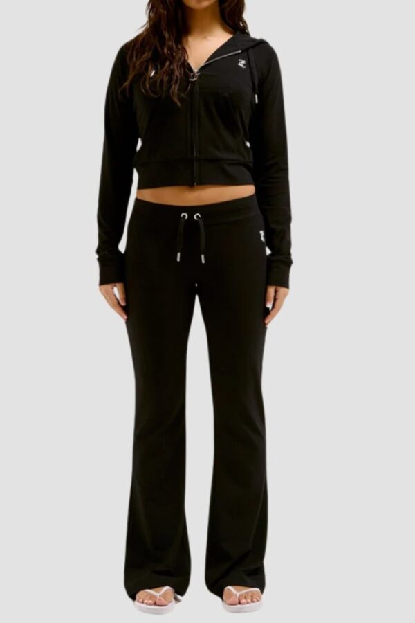 JUICY COUTURE Czarne damskie spodnie dresowe Single Jersey Apollo Low Rise