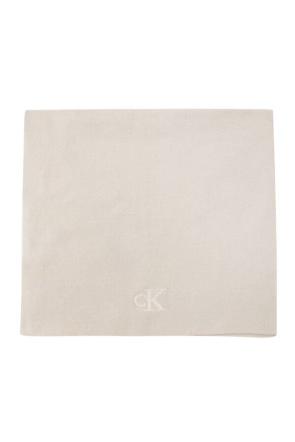 CALVIN KLEIN Beżowy damski szalik z haftowanym logo
