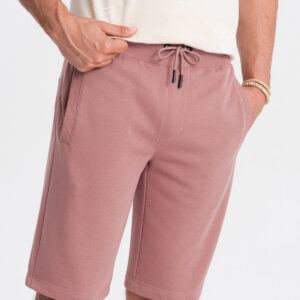 Męskie szorty dresowe przed kolano BASIC – ciemnoróżowe V4