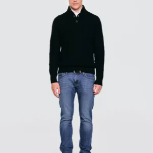 Sweter męski ze stójką czarny Neroni 906